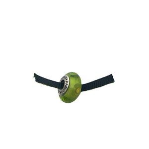 Authentic Pandora ALE‎ Sterling Silver Murano Lime Green Flower Charm Bead! 70